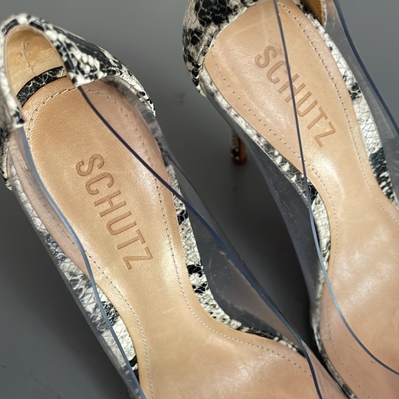 SCHUTZ Cendi Snake-Embossed Clear Pumps - Picture 4 of 9